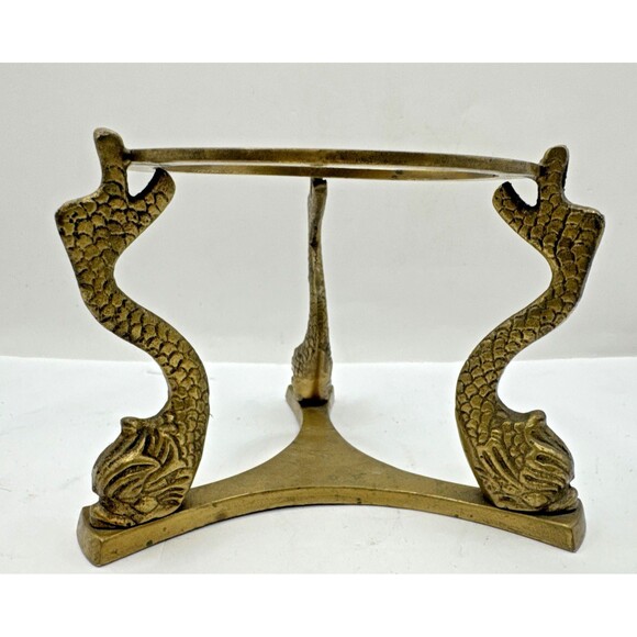 Other - Vintage Hand-Shape Marble Stone/Sphere Decorative Rock Ball Brass Stand coy fish